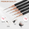 Picture of Artdone Metallic Nail Art Pens, Liner Brushes Set, 5PCS Black Color Nail Tools For Long Lines, Thin Details, Fine Drawing, Liner Brush UV Gel Polish Painting Nail Design Sizes 5/8/12/20/25mm