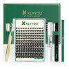Picture of DIY Lash Extension Kit KEYYOU 144pcs Lash Clusters Eyelash Extension Kit with Mascara Brush Bond and Seal Lash Remover Lash Applicators Lash Brush Clean Pad for DIY Lash Extensions (Y22 Kit)