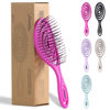 Picture of Ninabella Mini Spiral Wet Brush - Wet Hair Brush Detangler for Women - Pro Shower Wetbrush for Curly or Thick Hair - Vent Brush - Small Travel Detangling Hairbrushes - Pink