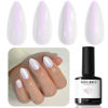 Picture of modelones White Gel Nail Polish, Pearl White Gel Nail Polish 15 ML Glitter Gel Polish Shimmer Mermaid Nail Gel Soak Off UV Gel for Salon Home DIY Manicure Use