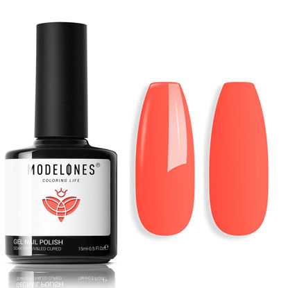 Picture of modelones Peach Gel Nail Polish, 15 ML Carly Coral Orange Color Gel Polish Fall Winter Halloween Nail Gel Polish Soak Off Led Nail Art Gel Manicure Salon DIY Gifts