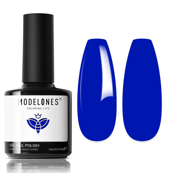 Picture of modelones Blue Gel Nail Polish,15 ML Paulina Lapis Blue Color Translucent Winter Gel Polish Soak Off Uv LED Nail Nail Art Gel Manicure Salon DIY Gifts
