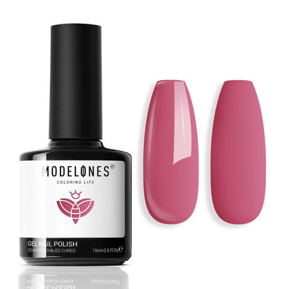 Picture of modelones Gel Nail Polish, 15 ML Pink Gel Nail Polish Light Pink Gel Polish Nail Polish Gel High Gloss Soak Off U V Gel Nail French Nail Manicure Salon DIY for Women Girls