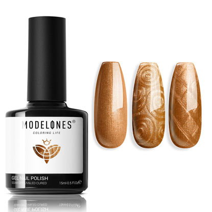 Picture of modelones Gel Nail Polish,15 ML Fall Brown Orange Gel Nail Polish Drawing Swirl Shell Thread Effect Gel Polish Soak Off Led Halloween Nail Gel Polish DIY Mani Gift for Women