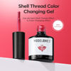Picture of modelones Color Changing Gel Nail Polish, 15 ML Pearl Gel Polish Temperature Color Changing Mood Violet Pearlescent Rose Red Swirl Thread Texture Soak off U V Cured Mermaid Thermal Gel Polish Salon