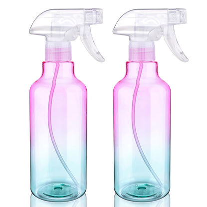 Picture of Plastic Spray Bottle 16.9oz Empty Spray Bottles Refillable Container Trigger Sprayer for Cleaning Solutions, Water, Plants, Pet, Essential Oils, Hair, 2 Pack (gradient)