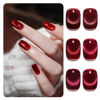 Picture of GAOY Jelly Red Glitter Cat Eye Gel Nail Polish Set with Magnet 6 Types of Holographic Cat Eye, Salon Gel Manicure and Nail Art DIY at Home