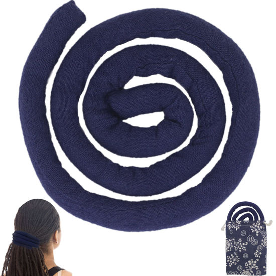Picture of Spiral Lock Hair Tie Dreadlock Accessory Bendable Hair Ties for Women and Men Ponytail Holders Colorful Dreadlock Hair Tie Long Dreads Thick Curly Hair Holder (Navy Blue)
