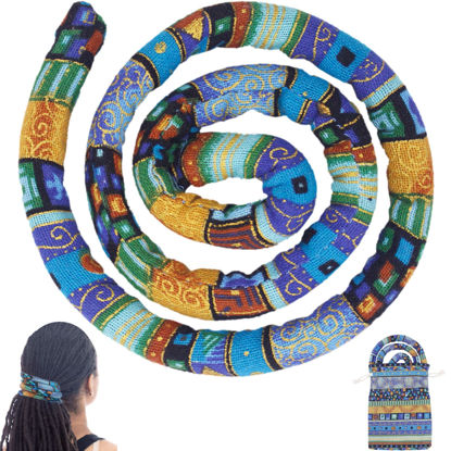 Picture of Spiral Lock Hair Tie Dreadlock Accessory Bendable Hair Ties for Women and Men Ponytail Holders Colorful Dreadlock Hair Tie Long Dreads Thick Curly Hair Holder (Blue Bronzing)