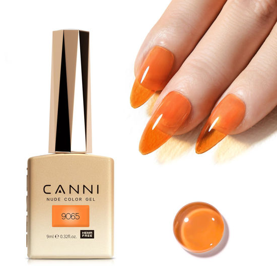 Picture of CANNI Jelly Orange Gel Nail Polish, 1Pcs Jelly Orange Brown Fall Gel Polish Translucent Jelly Color Nail Polish Gel High Gloss Soak Off U V Gel Nail French Nail Manicure Salon DIY