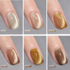 Picture of GAOY Glitter Cat Eye Gel Nail Polish Set with Magnet, Gold, Brown, Sliver Holographic Cat Eye, Salon Gel Manicure and Nail Art DIY at Home, Sunshine