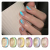 Picture of GAOY Cat Eye Gel Nail Polish Set with Magnet for Blue Glitter Holographic Cat Eye, Salon Gel Manicure and Nail Art DIY at Home，Mermaid's Tears