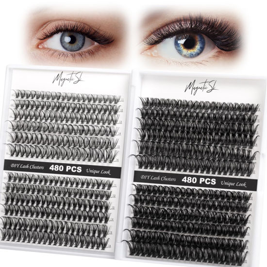 Picture of Lash Clusters 480 Clusters 60D 80D Thick Eyelash Extension 30D 40D Fluffy Individual Eyelashes D Curl 11-20mm False Eyelash Multi-Style DIY Lash Extensions for Beginners(30D-80D-D, 11-20MIX)