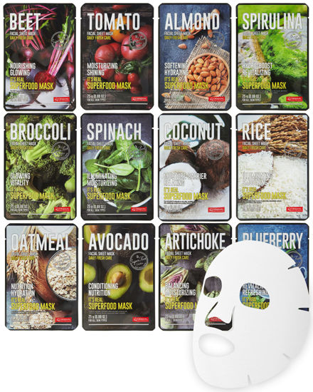 Picture of DERMAL Super Food Face Masks Skincare- 12 Pack Facial Sheet Mask for a Glowing Refreshing Skin- Moisturizing Sheet Masks for Face Enriched with Natural Ingredients for All Skin Types