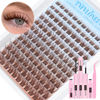 Picture of Brown Lash Clusters Kit Natural Eyelash Clusters Fluffy Lash Extension Kit Wispy Eyelash Extension Kit Matte Brown Cluster Eyelash Extensions 8-16mm Individual Lashes Clusters by TNFVLONEINS