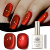 Picture of Born Pretty Cat Magnetic Eye Gel Nail Polish Ruby Red Holographic Glitter Shiny Sparkle Crystal Gel Nail Polish Magnetic Nail Polish Salon DIY at Home 15mL
