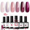 Picture of Modelones Gel Nail Polish Set, 6 Colors Rose Garden Neutral Nude Pink Gel Polish Burgundy Red Pearl White Shimmer Peach Pink Galaxy Grape-Purple Glitter Gel Polish Valentines Day Soak Off LED Gel Gift