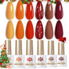 Picture of Born Pretty Fall Winter Gel Nail Polish Caramel Pumpkin Orange Brown Red Shimmer Sparkle Gel Polish Nail Art Manicure DIY Christams Gift Collection 6PCS