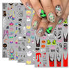 Picture of 5 Sheets Halloween Nail Art Stickers 3D Self-Adhesive DIY Nail Decal with Cute Ghost Pumpkins Skull Spider Web Design Nail Art Stickers Decal for Women Girls Halloween Nails Decoration Accessories