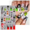 Picture of 5 Sheets Halloween Nail Art Stickers 3D Self-Adhesive DIY Nail Decal with Cute Ghost Pumpkins Skull Spider Web Design Nail Art Stickers Decal for Women Girls Halloween Nails Decoration Accessories