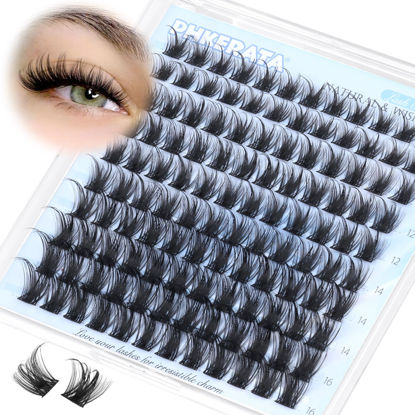 Picture of PHKERATA Wispy Eyelash Clusters Natural Lash Clusters 120 pcs Cluster Eyelash Extensions Fluffy D Curl Individual Lashes Reusable DIY Lash Extension Thin Lash Band
