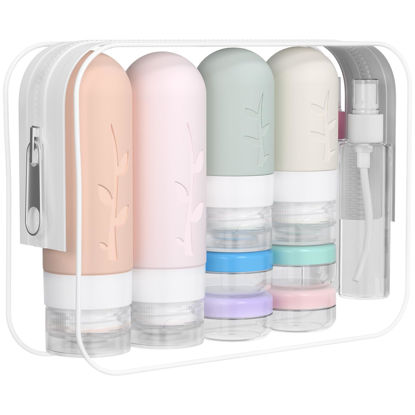 Picture of DEPOZA 16 Pack Travel Bottles Set - TSA Approved Leak Proof Silicone Squeezable Containers for Toiletries, Conditioner, Shampoo, Lotion & Body Wash Accessories (16 pcs/P1 Pack)
