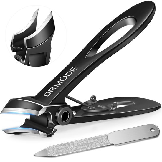Picture of Slanted Toenail Clippers for Thick Toenails for Seniors, Heavy Duty Toe Nail Clippers for Men Thick Ingrown Nails with Wide Jaw Opening, Curved Large Fingernail Clipper Cutter -Black