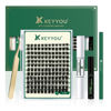 Picture of DIY Lash Extension Kit KEYYOU 144pcs Lash Clusters Eyelash Extension Kit with Mascara Brush Bond and Seal Lash Glue Remover Lash Applicators Lash Brush Clean Pad for DIY Lash Extensions (Y04 Kit)