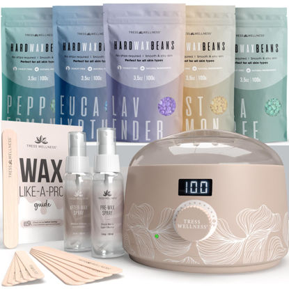 Picture of Tress Wellness Waxing Kit for Brazilian Wax - Easy to Use - For Sensitive Skin - Digital Display, Dusty Peach