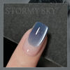 Picture of GAOY Jelly Blue Cat Eye Gel Nail Polish, 16ml Glitter Holographic Nail Polish with Magnet, Reflective Translucent UV Gel, 2990 Stormy Sky
