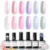 Picture of modelones Pearl Gel Nail Polish Set, 6 Colors Aurora Iridescent Shimmer White Pink Purple Mermaid Nail Drawing Gel Polish Soak Off Led Glitter Nail Gel Polish Swirl Shell Thread Effect DIY Gift