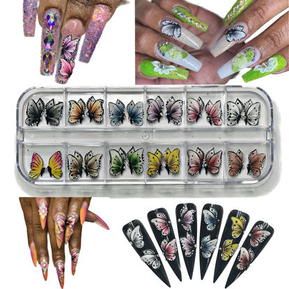 Picture of HaFLoNa- Set 24Pcs Half Butterfly - Enhance Your Artistic Projects with 3D Acrylic Flowers Charms Handmade For Nail - Short & Medium Size | Exquisite Floral Accents for Crafts and Designs (Half Butterfly)