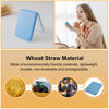 Picture of Kintion Wheat Straw Pocket Mirror, 1X/3X Magnification Travel Mirror for Purse, Lighted Plastic Fiber Mirror, Folding Handheld Mirror, Small Lighted Compact Mirror for Gift, Blue