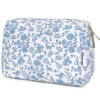 Picture of Narwey Cute Floral Makeup Bag Travel Cosmetic Bag Organizer Toiletry Bag Make Up Bags with Organized Pocket for Women (Large, Little Blue Flower)