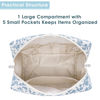 Picture of Narwey Cute Floral Makeup Bag Travel Cosmetic Bag Organizer Toiletry Bag Make Up Bags with Organized Pocket for Women (Large, Little Blue Flower)