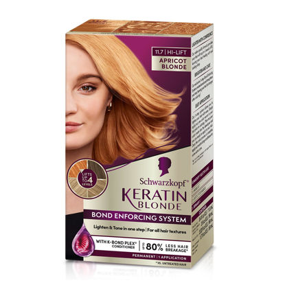 Picture of Schwarzkopf Keratin Blonde Hi-Lift Permanent Hair Color, 11.7 Apricot Blonde - Professional Quality Permanent Hair Dye for All Hair Types - 1 Application