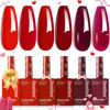 Picture of Beetles Red Gel Nail Polish Set-15ML 6 Colors Shimmer Bloody Red Burgundy Gel Polish Kit Soak Off UV Gel Nail Polish Nail Art Design DIY Valentine's Day Gift for Women Colorful Bottle Gel