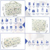 Picture of Makeup Bag Set, Quilted Makeup Bag, Large Floral Cosmetic Bag for Women, Cute Cotton Makeup Bags, Flower Travel Toiletry Organizer Bag (Blue Floer)