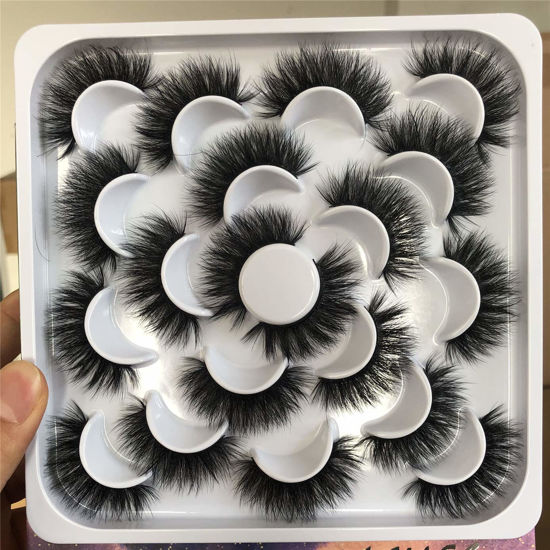 Picture of ALICROWN Fluffy Mink Lashes, Faux Eyelashes 3D Volume Lashes Pack Handmade Dramatic Thick Crossed Fake Eyelashes Soft Reusable 10 Pairs