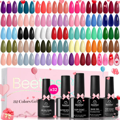 Picture of Beetles Gel Nail Polish Set 36 PCS- Spring Gel Polish 32 Colors with Base Top Coat Soak off U V Nail Gel Burgundy Red Pink Green Blue Purple Black White Gel Polish Set Valentines Day Gifts for Women