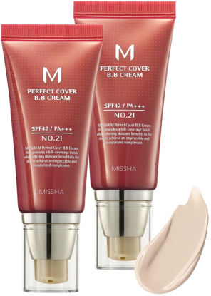 Picture of MISSHA M Perfect Cover BB Cream Dual Pack No.21 Light Beige for Bright Skin Tone SPF 42 PA +++ 1.69 Fl Oz - Tinted Moisturizer for face with SPF
