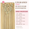 Picture of GOO GOO Clip in Hair Extensions Real Human Hair, Remy Human Hair Extensions Clip ins for Women, Natural Human Hair, 16inch 150g 9Pcs, 18D/22F Dirty Blonde Highlights