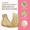 Picture of GOO GOO Clip in Hair Extensions Real Human Hair, Remy Human Hair Extensions Clip ins for Women, Natural Human Hair, 16inch 150g 9Pcs, 18D/22F Dirty Blonde Highlights