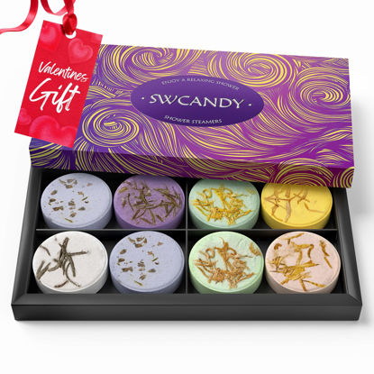 Picture of Shower Steamers Aromatherapy Birthday Gifts for Women - SWCANDY 8 Pcs Valentines Day Gifts for Her Mom Men Teen Adults Bath Bombs Self Care with Natural Essential Oils Relaxation Home SPA Mothers Day