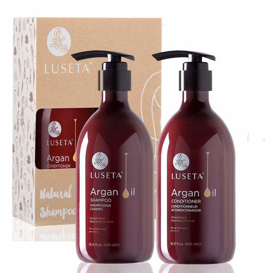 Picture of Luseta Argan Oil Sulfate Free Shampoo and Conditioner Set 2 x16.9Fl Oz Thickening for Hair Loss - Best for Damaged,Thin, Dry, Curly Hair - Smoothing & Nourishing