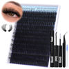 Picture of 14-24mm Fluffy Lash Extension Kit Long Cluster Lashes Volume D Curl Eyelash Extension Kit Wispy Individual Lashes with Waterproof Lash Bond and Seal Glue, Lash Tweezers for Beginners (100D, 280Pcs)