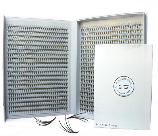 Picture of 1200 Wispy Premade fans 5D 0.07 Mixed Lengths 9-16mm Volume loose Lashes C D Curl Handmade Fan eyelash extensions Kimeyelashes promade fan Double Spikes (Curl D, 5D - 0.07 - FishTail 1200f)