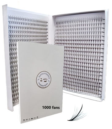 Picture of 1200 Wispy Premade fans 5D 0.07 Mixed Lengths 9-16mm 1000 fans 7D 0.05 Volume loose Lashes C D Curl Handmade Fan eyelash extensions Kimeyelashes promade fan (Curl D, 7D - 0.05 - Wispy 1000f)