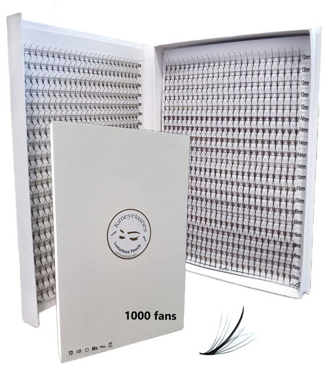 Picture of 1200 Wispy Premade fans 5D 0.07 Mixed Lengths 9-16mm 1000 fans 7D 0.05 Volume loose Lashes C D Curl Handmade Fan eyelash extensions Kimeyelashes promade fan (Curl C, 7D - 0.05 - Wispy 1000f)
