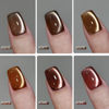 Picture of GAOY Jelly Brown Cat Eye Gel Nail Polish Set with Magnet for Glitter Holographic Cat Eye, Salon UV Gel Manicure and Nail Art DIY at Home, Sparkling Amber